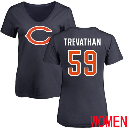 Chicago Bears Navy Blue Women Danny Trevathan Name and Number Logo NFL Football #59 T Shirt